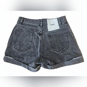 Les Basics FRED black denim shorts with a raw hem Hi-Rise